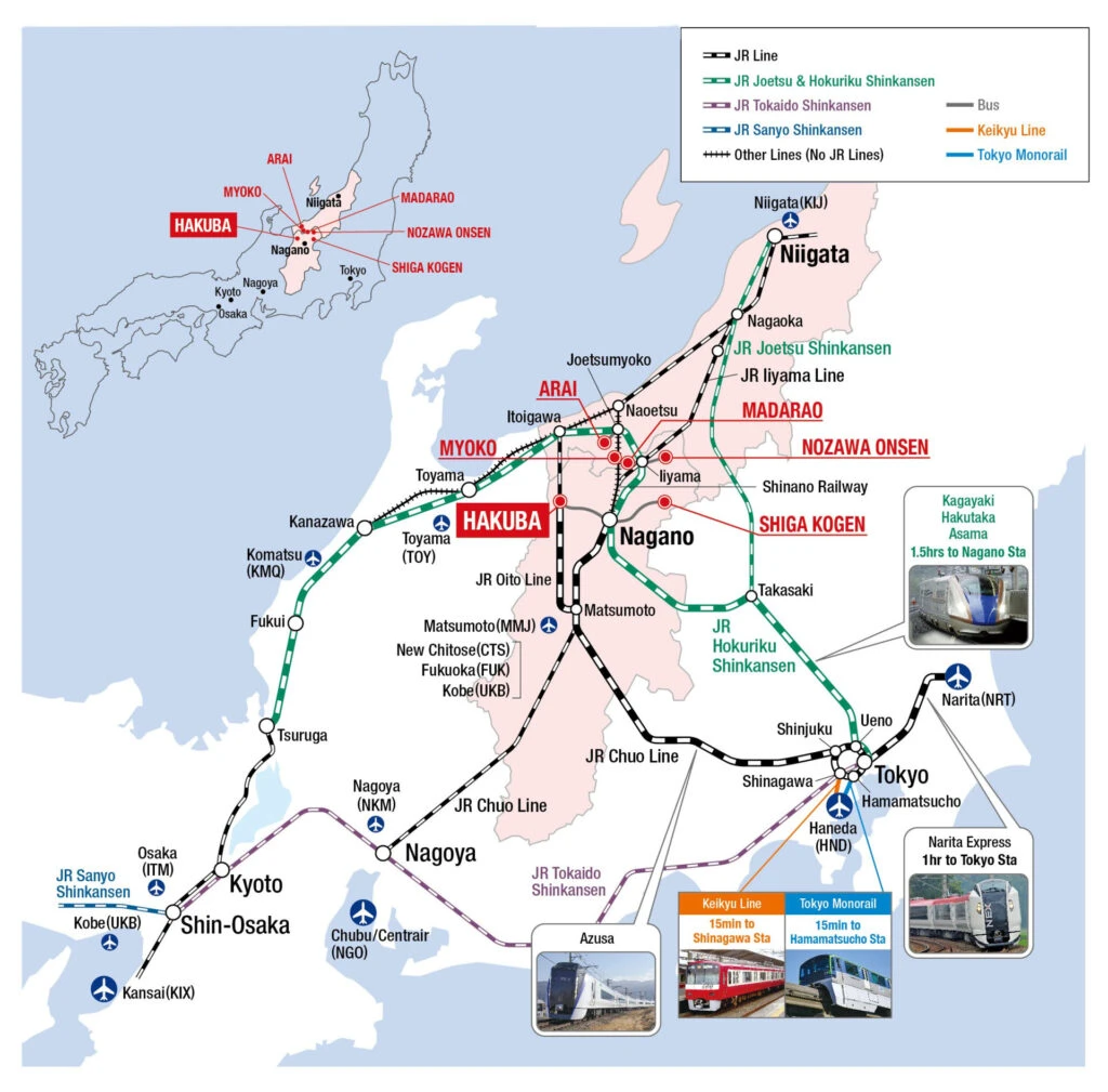 Getting to Hakuba | Tokyo to Hakuba | Narita to Hakuba | Osaka to Hakuba | Kyoto to Hakuba | Hakuba Access Guide